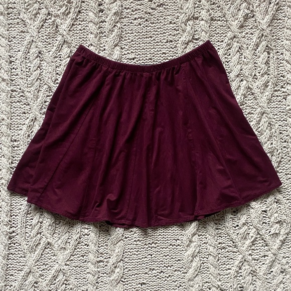 Brandy Melville Dresses & Skirts - Brandy Melville - Velvet Burgundy Mini Skirt